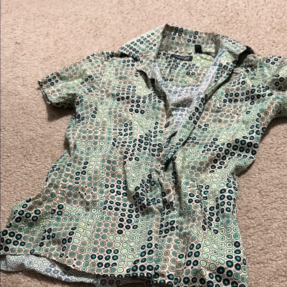 Kenneth Cole Green and Black Geometric Shirt